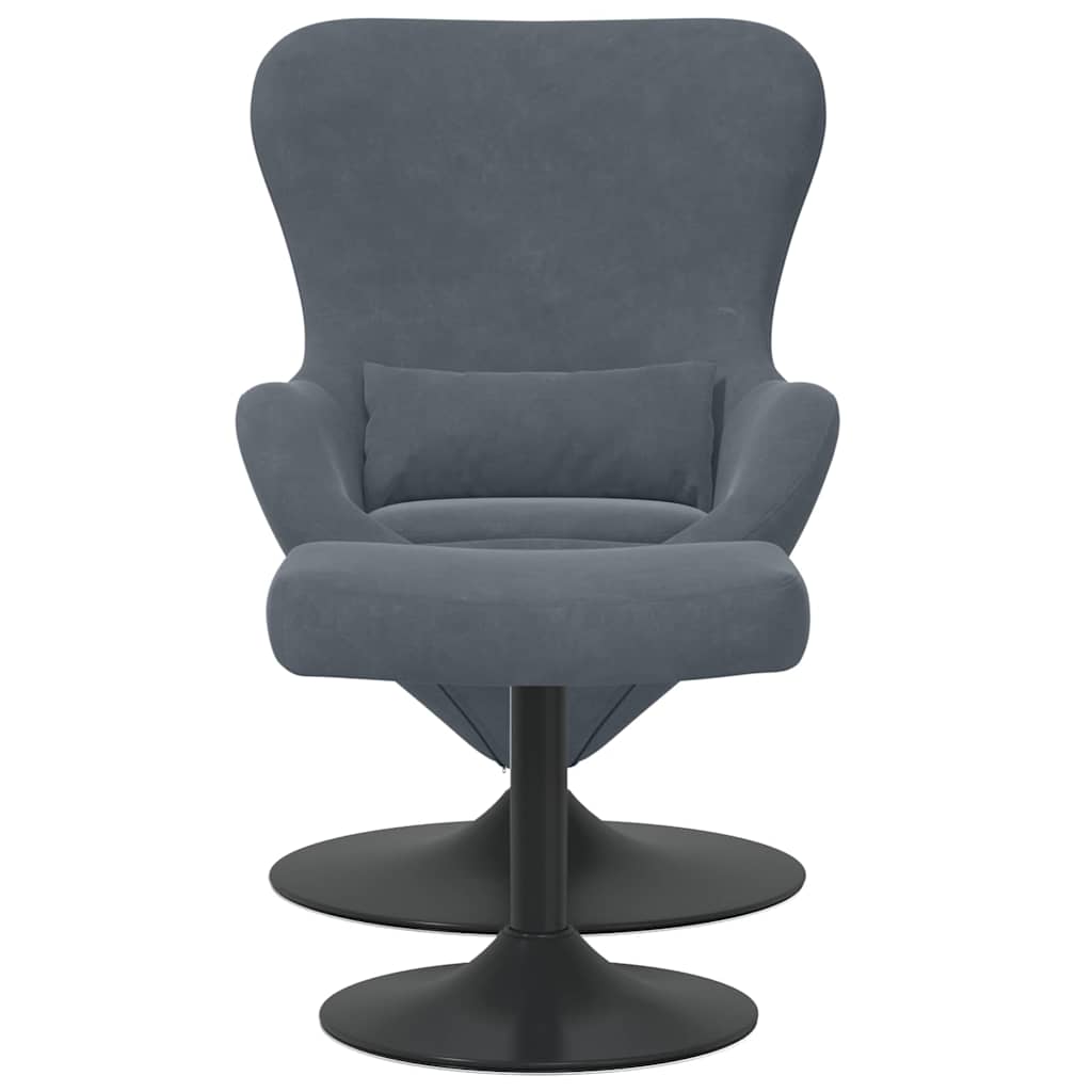 Chaise Œuf avec Pouf Gris foncé 63 x 73 x 90 cm Velours - XIOS