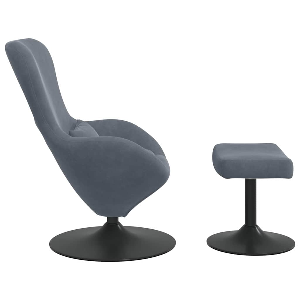 Chaise Œuf avec Pouf Gris foncé 63 x 73 x 90 cm Velours - XIOS