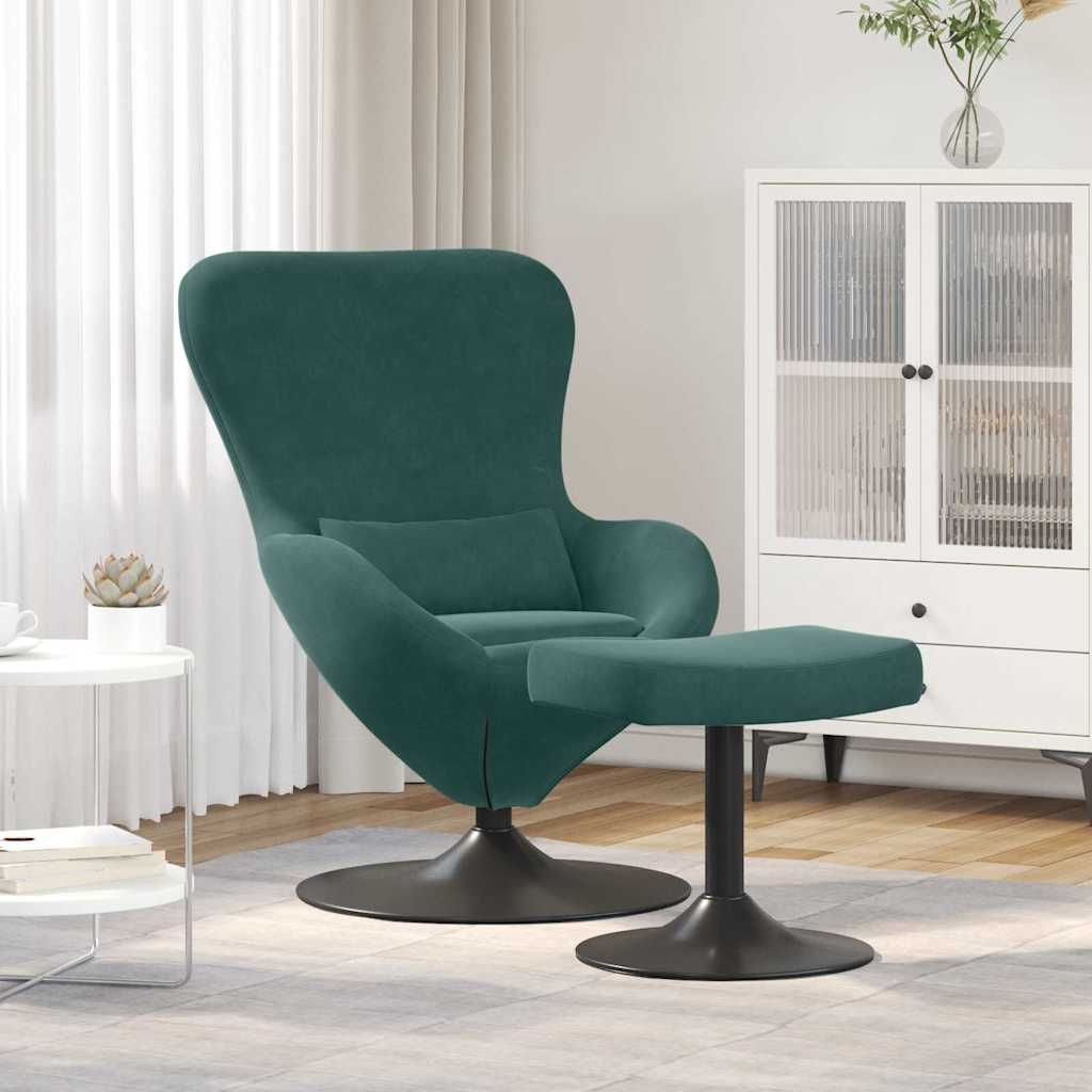 Chaise Œuf avec Pouf Vert foncé 63 x 73 x 90 cm Velours - XIOS