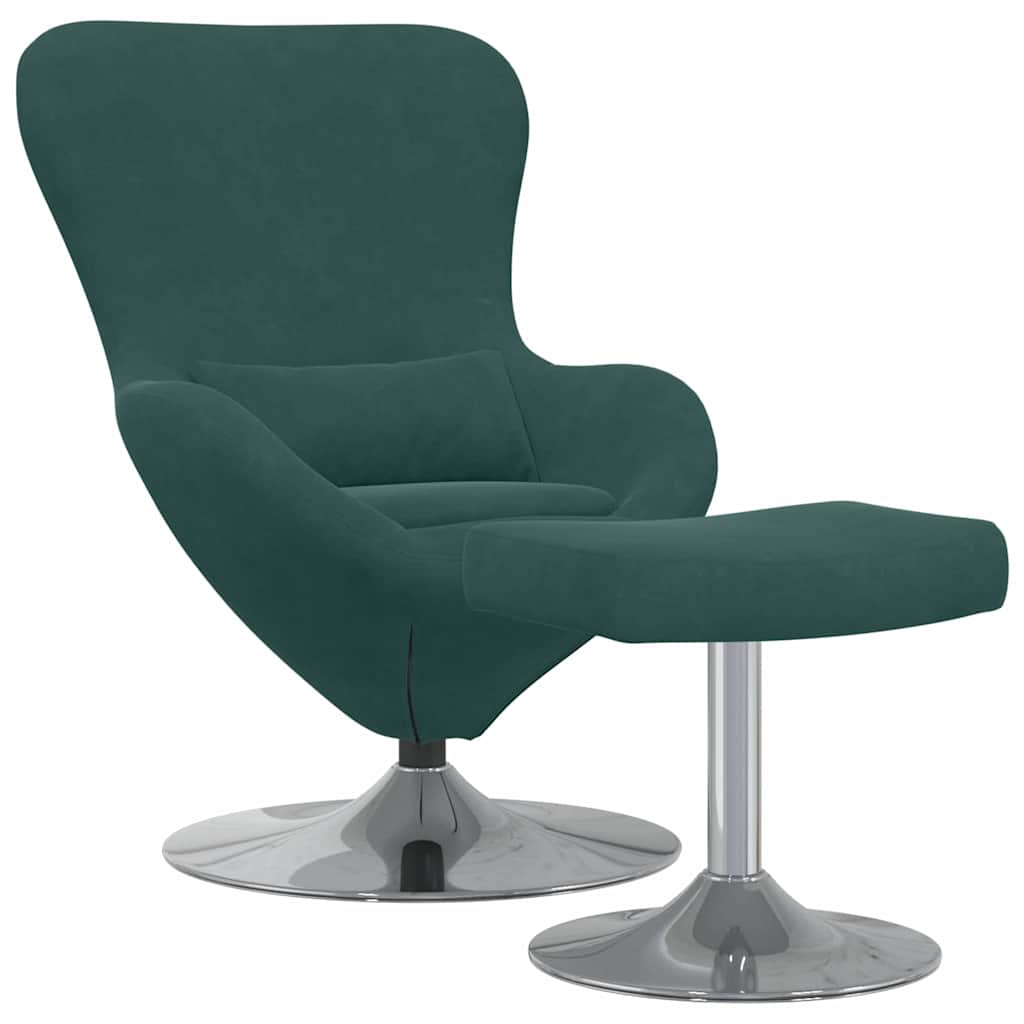 Chaise Œuf avec Pouf Vert foncé 63 x 73 x 90 cm Velours - XIOS
