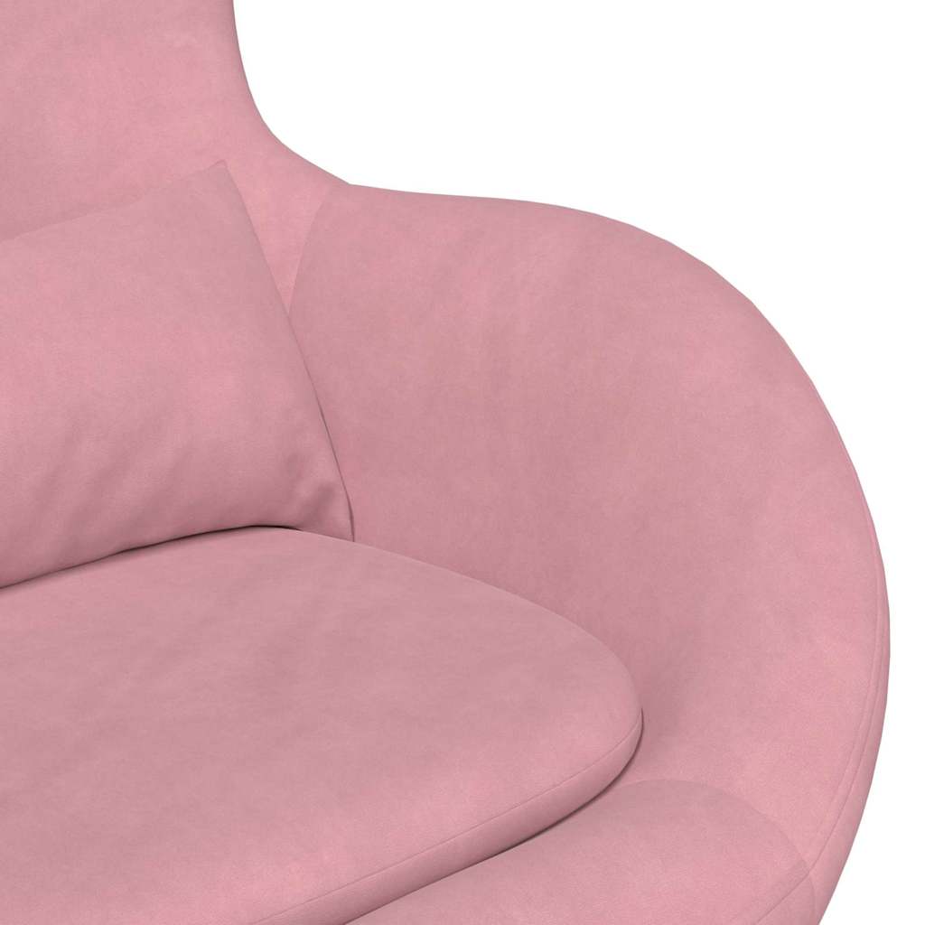 Chaise Œuf avec Pouf Rose 63 x 73 x 90 cm Velours - XIOS