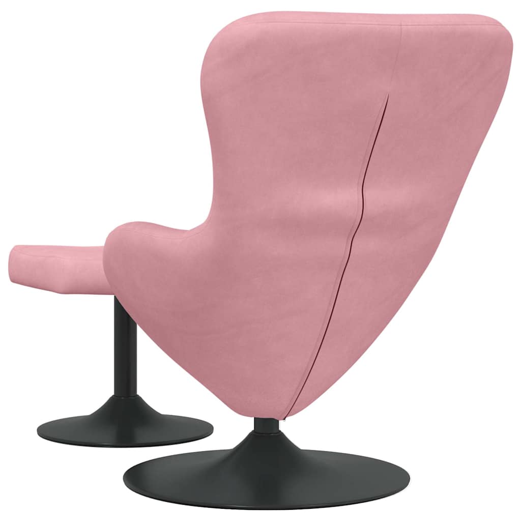 Chaise Œuf avec Pouf Rose 63 x 73 x 90 cm Velours - XIOS