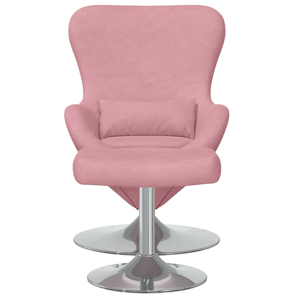 Chaise Œuf avec Pouf Rose 63 x 73 x 90 cm Velours - XIOS