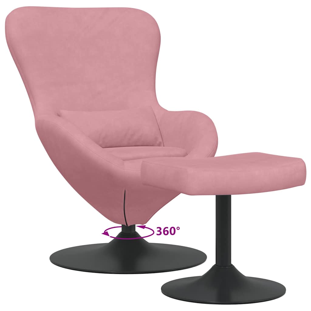 Chaise Œuf avec Pouf Rose 63 x 73 x 90 cm Velours - XIOS