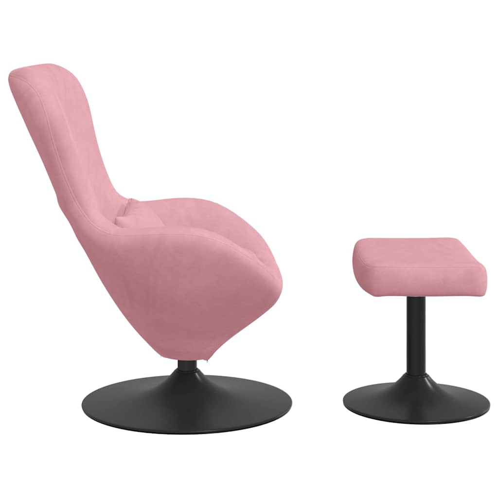 Chaise Œuf avec Pouf Rose 63 x 73 x 90 cm Velours - XIOS