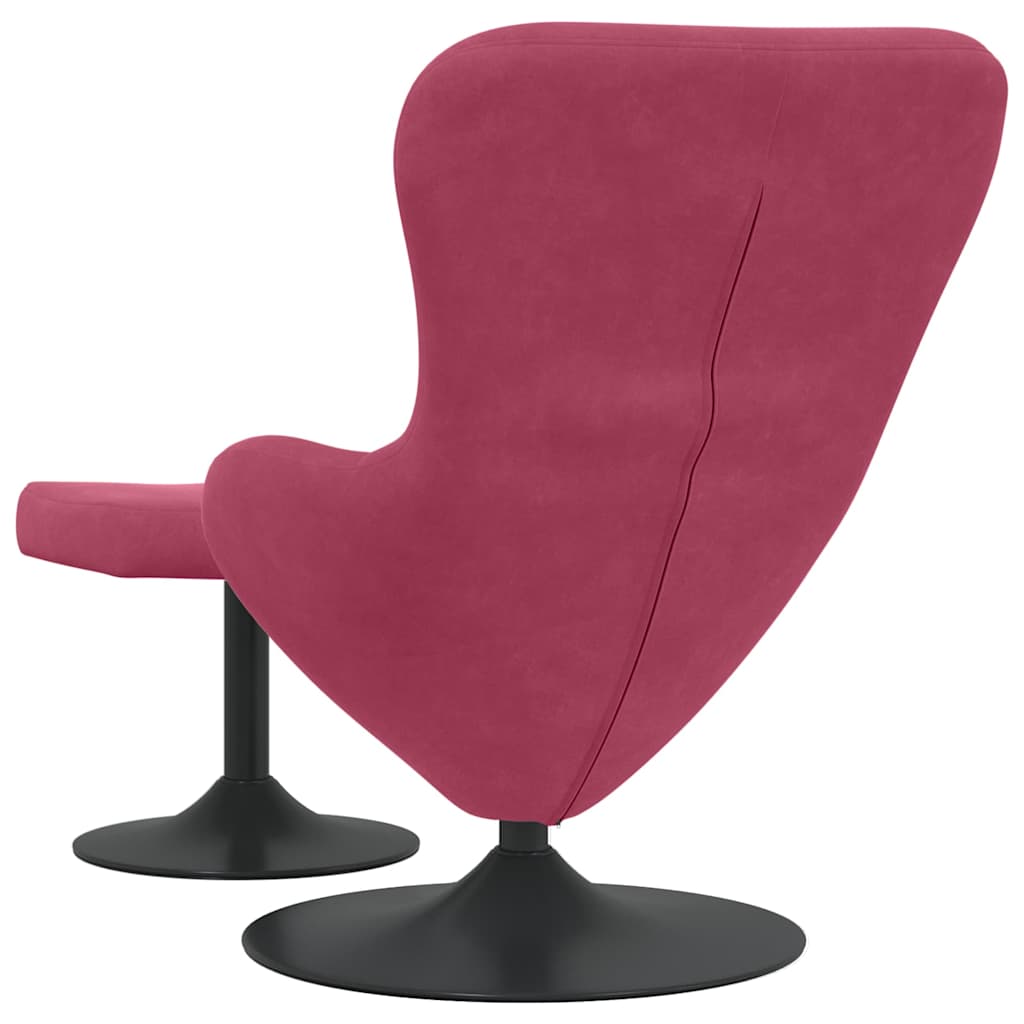 Chaise Œuf avec Pouf Rouge bordeaux 63 x 73 x 90 cm Velours - XIOS