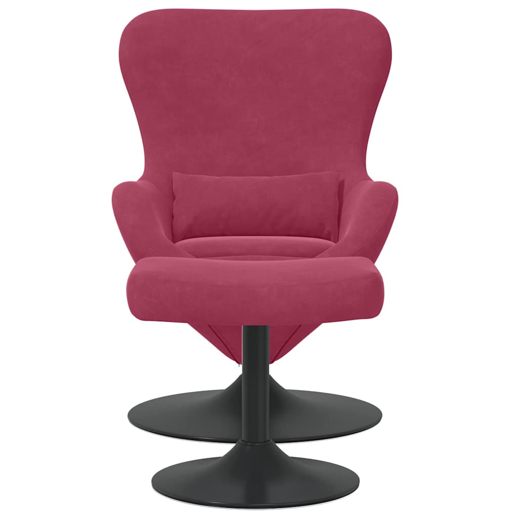 Chaise Œuf avec Pouf Rouge bordeaux 63 x 73 x 90 cm Velours - XIOS