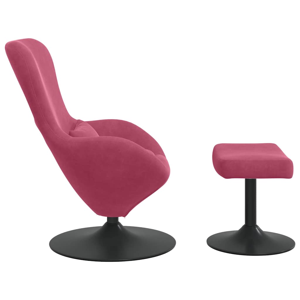 Chaise Œuf avec Pouf Rouge bordeaux 63 x 73 x 90 cm Velours - XIOS