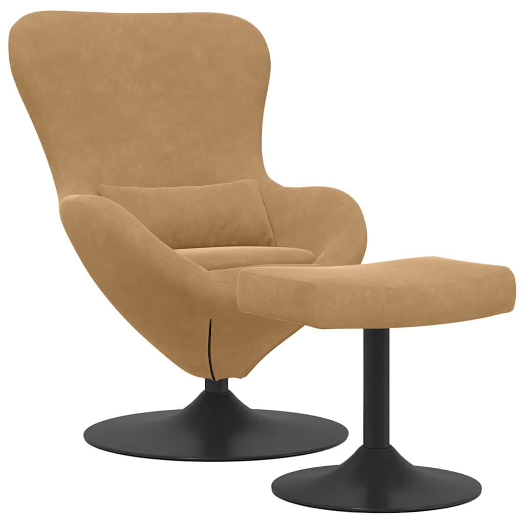 Chaise Œuf avec Pouf Marron 63 x 73 x 90 cm Velours - XIOS