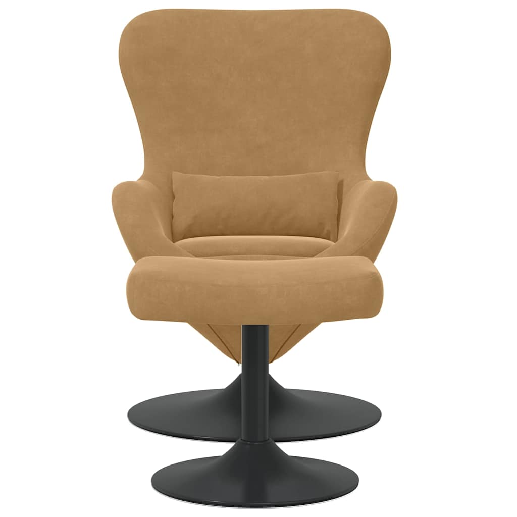 Chaise Œuf avec Pouf Marron 63 x 73 x 90 cm Velours - XIOS