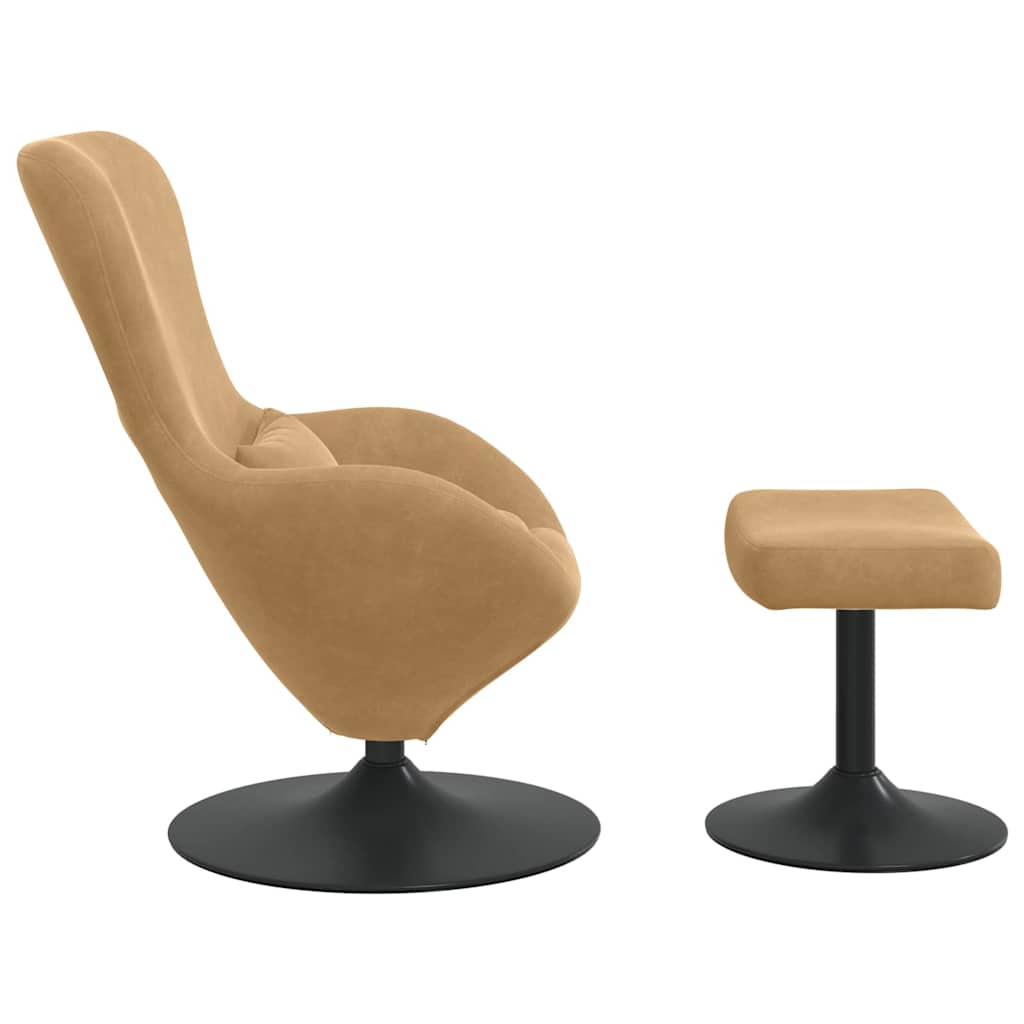 Chaise Œuf avec Pouf Marron 63 x 73 x 90 cm Velours - XIOS
