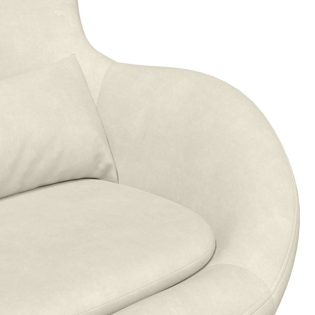 Chaise Œuf avec Pouf Crème 63 x 73 x 90 cm Velours - XIOS