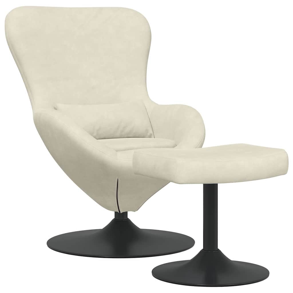 Chaise Œuf avec Pouf Crème 63 x 73 x 90 cm Velours - XIOS