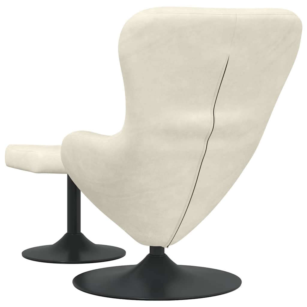 Chaise Œuf avec Pouf Crème 63 x 73 x 90 cm Velours - XIOS