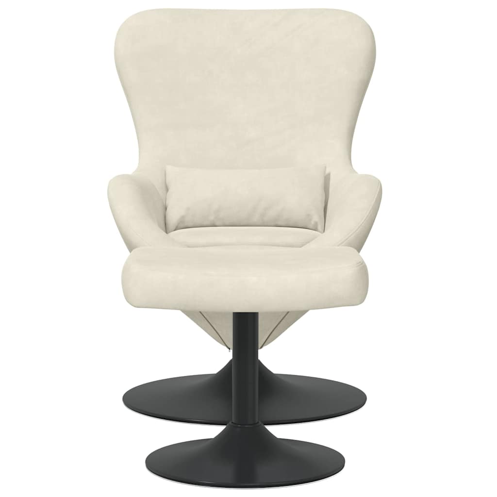 Chaise Œuf avec Pouf Crème 63 x 73 x 90 cm Velours - XIOS