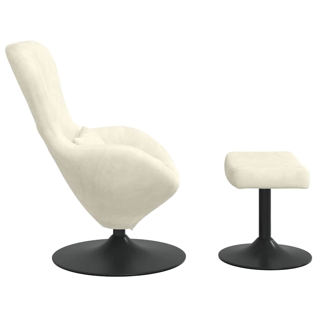 Chaise Œuf avec Pouf Crème 63 x 73 x 90 cm Velours - XIOS