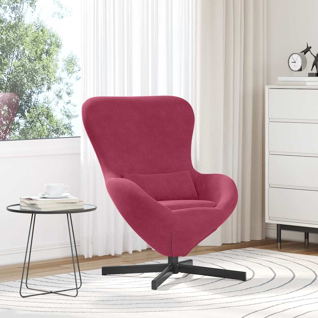 Fauteuil œuf Rouge bordeaux 63 x 73 x 90 cm Velours - XIOS