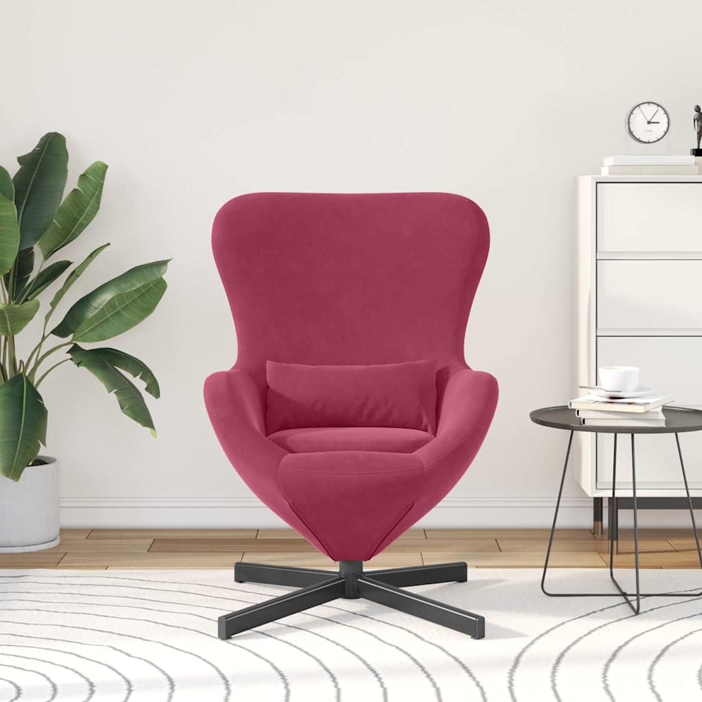 Fauteuil œuf Rouge bordeaux 63 x 73 x 90 cm Velours - XIOS