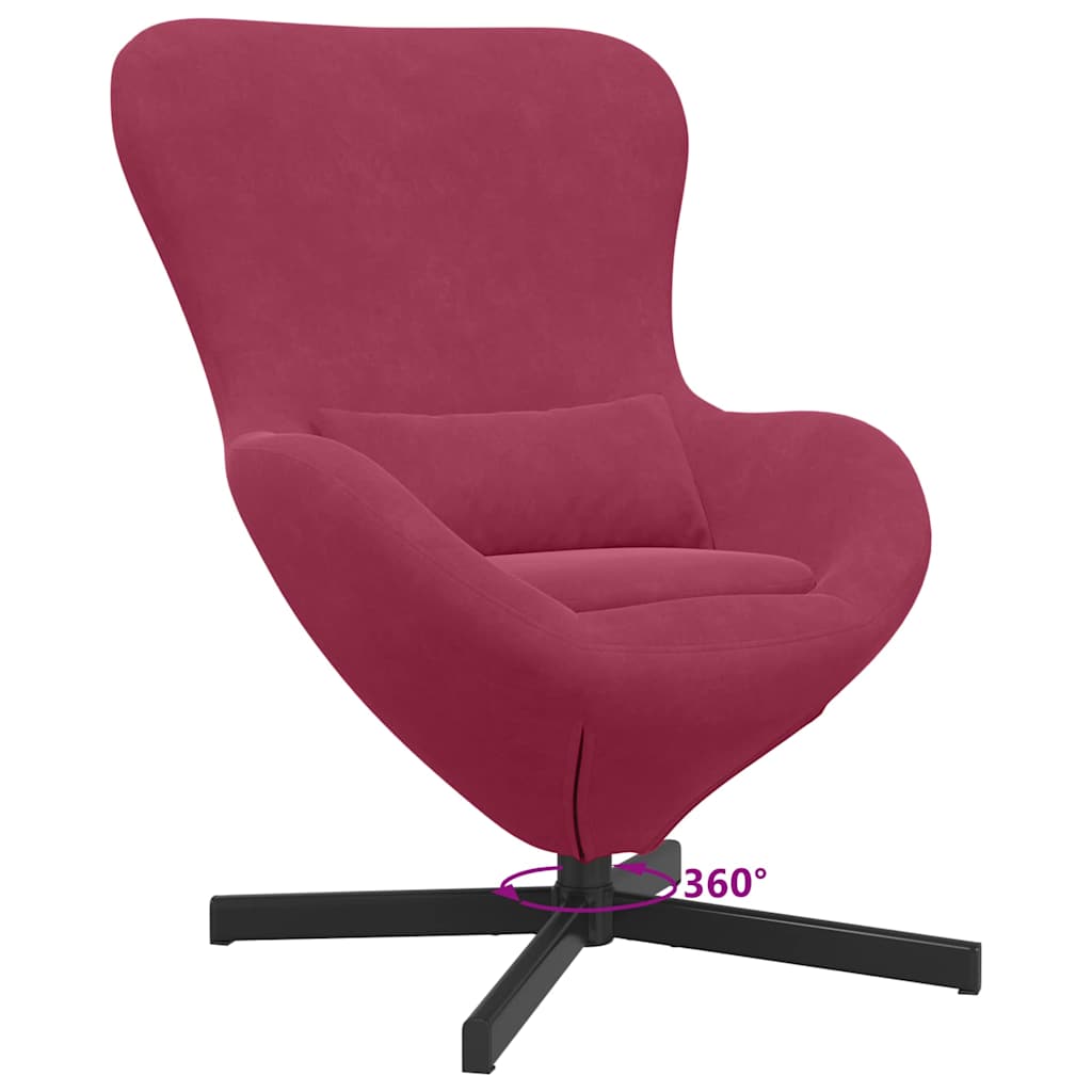 Fauteuil œuf Rouge bordeaux 63 x 73 x 90 cm Velours - XIOS