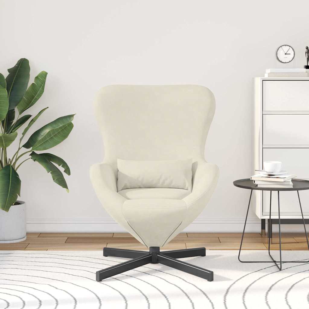 Fauteuil œuf Crème 63 x 73 x 90 cm Velours - XIOS