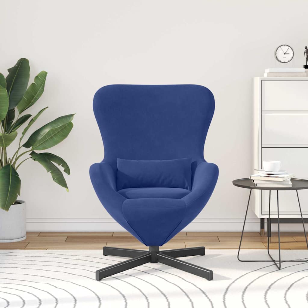 Fauteuil œuf Bleu police 63 x 73 x 90 cm Velours - XIOS