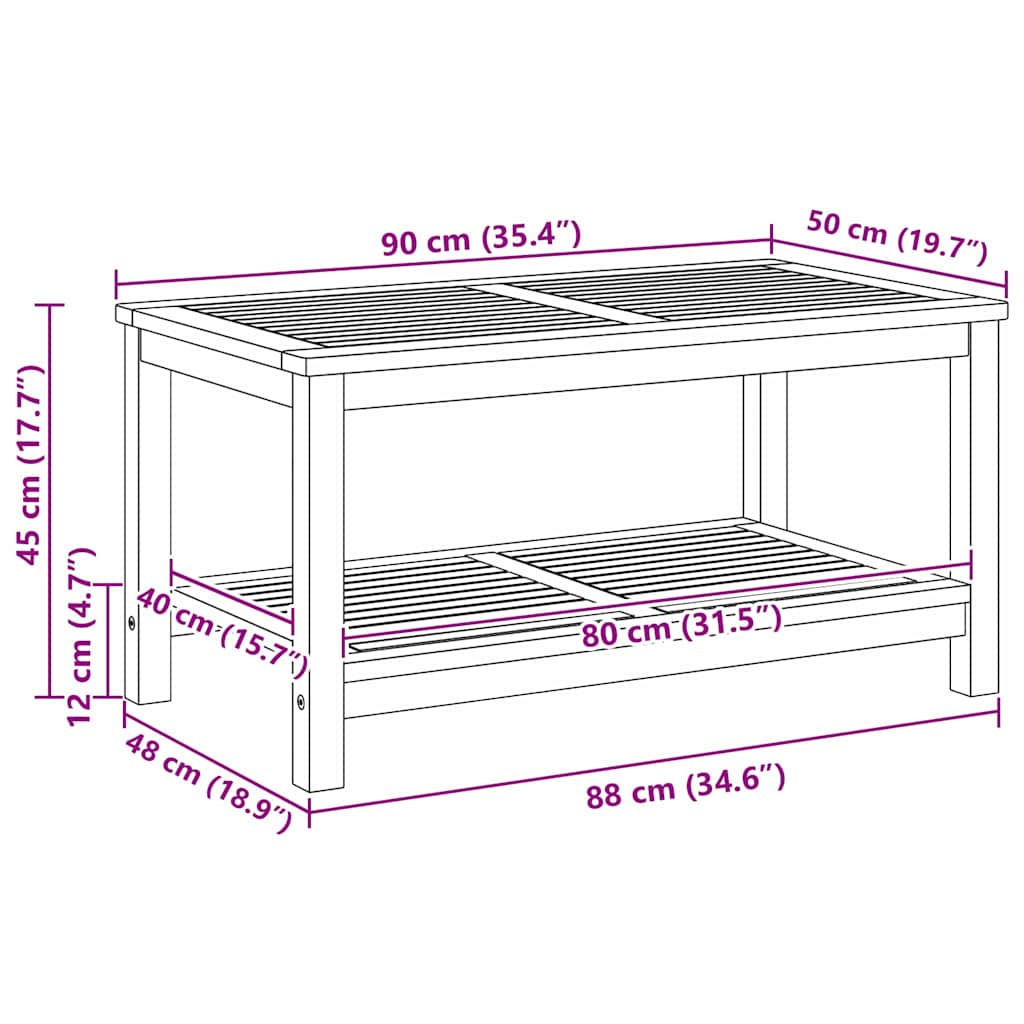Table basse Marron 110 x 55 x 45 cm Bois d'acacia massif - XIOS