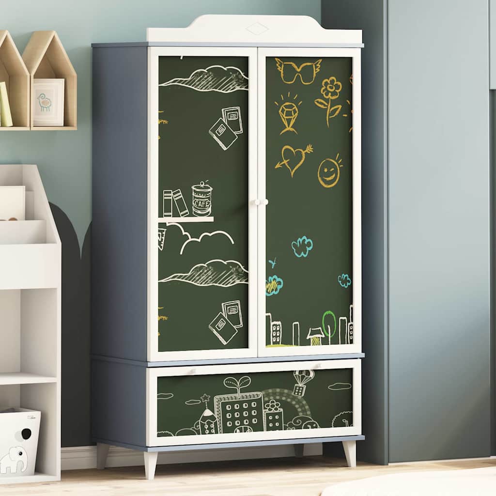 Armoire Tableau Noir avec porte Gris et blanc Bois d'ingénierie - XIOS