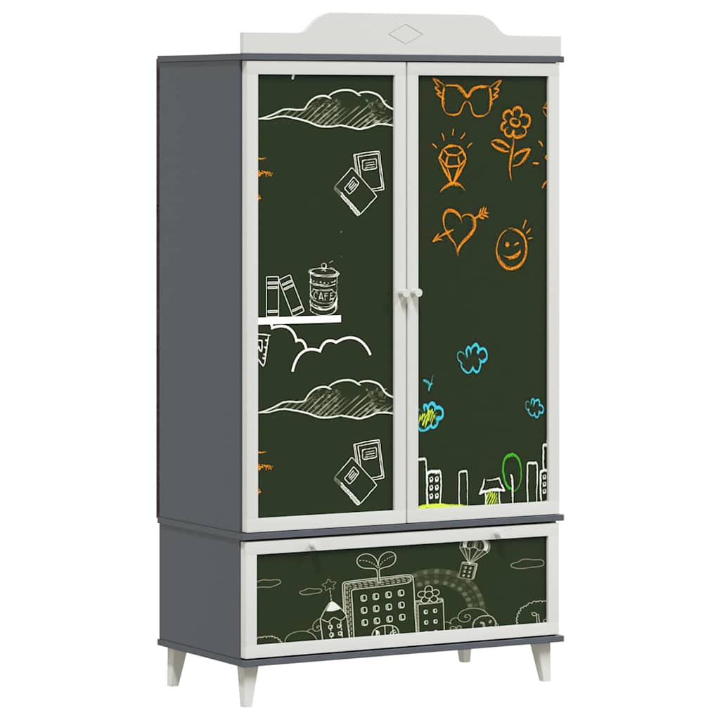Armoire Tableau Noir avec porte Gris et blanc Bois d'ingénierie - XIOS