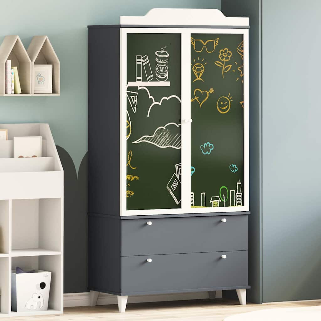 Armoire Tableau Noir avec porte Gris et blanc Bois d'ingénierie - XIOS