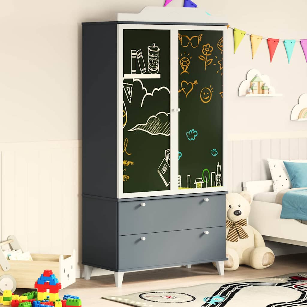 Armoire Tableau Noir avec porte Gris et blanc Bois d'ingénierie - XIOS