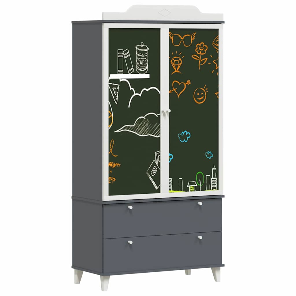 Armoire Tableau Noir avec porte Gris et blanc Bois d'ingénierie - XIOS