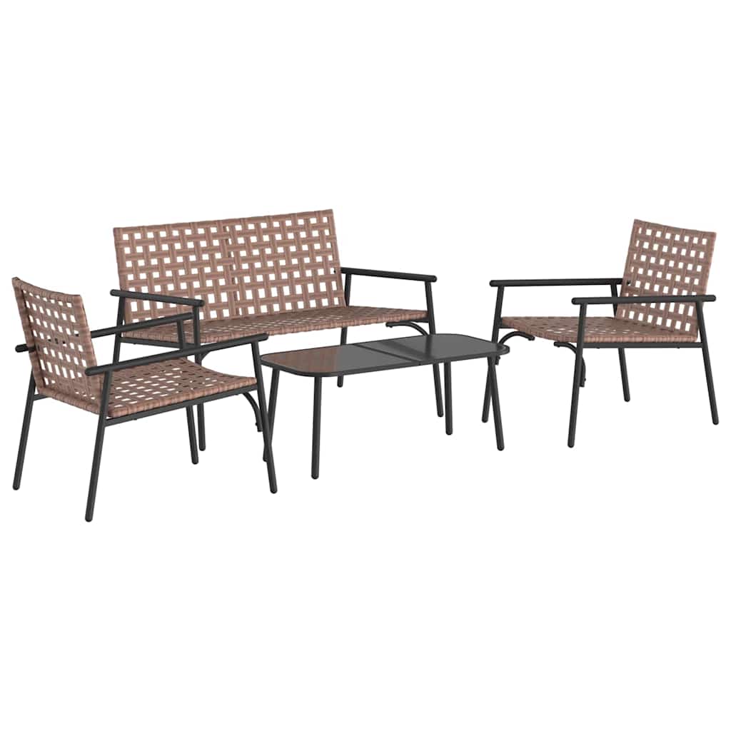 Ensemble de salle à manger pour jardin 4 pcs Marron polyrotin - XIOS