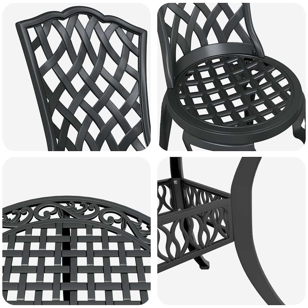 Ensemble de salle à manger pour jardin 5 pcs Noir Aluminium