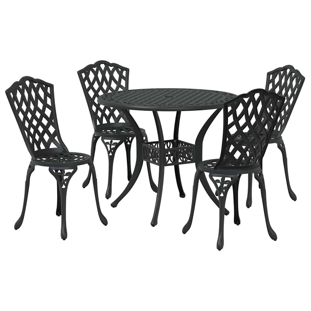 Ensemble de salle à manger pour jardin 5 pcs Noir Aluminium