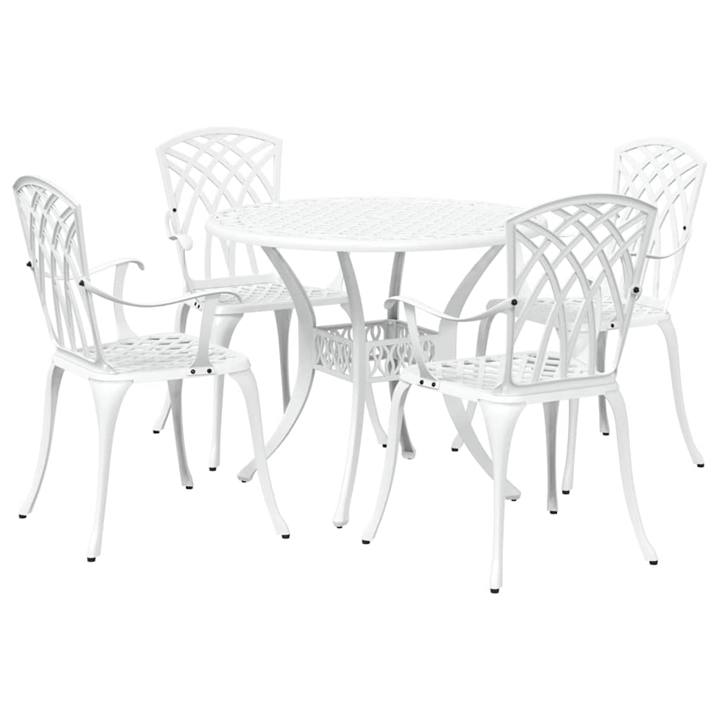 Ensemble de salle à manger pour jardin 5 pcs Blanc Aluminium