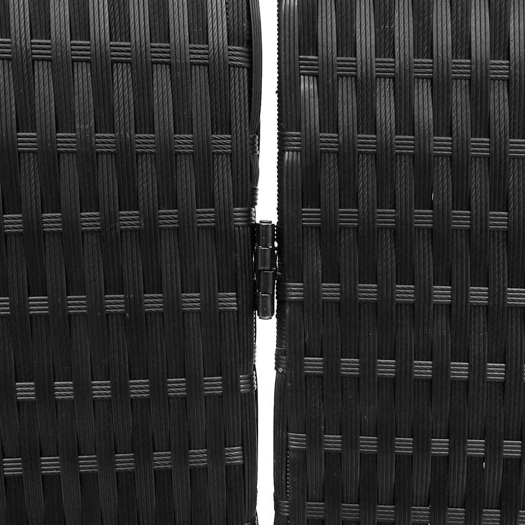 Paravent 4 panneaux pliable noir 195x180 cm en polyrotin XIOS