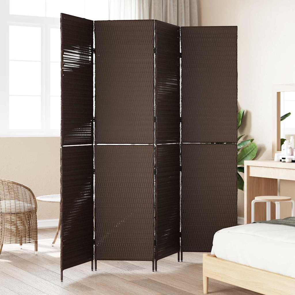 Paravent vidaXL 4 Panneaux Pliable Marron 195x180 cm Rattan Synthétique XIOS