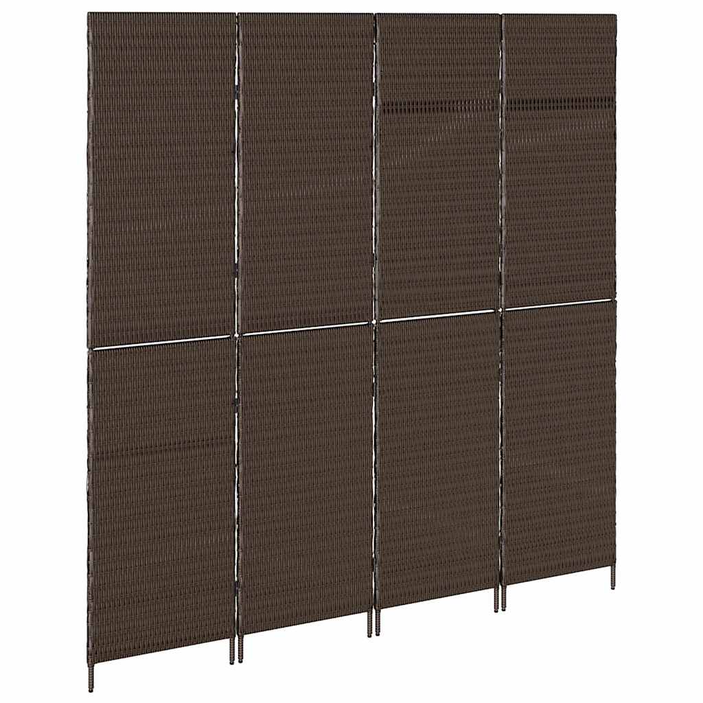 Paravent vidaXL 4 Panneaux Pliable Marron 195x180 cm Rattan Synthétique XIOS