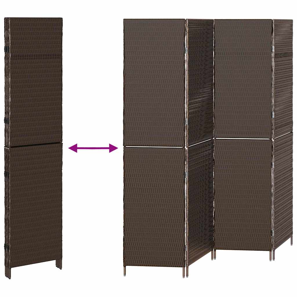 Paravent vidaXL 4 Panneaux Pliable Marron 195x180 cm Rattan Synthétique XIOS