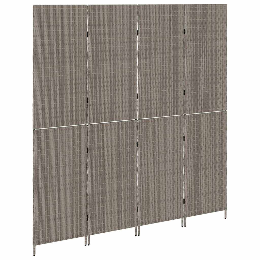 Paravent vidaXL 4 panneaux pliable gris 195x180 cm en poly rotin XIOS