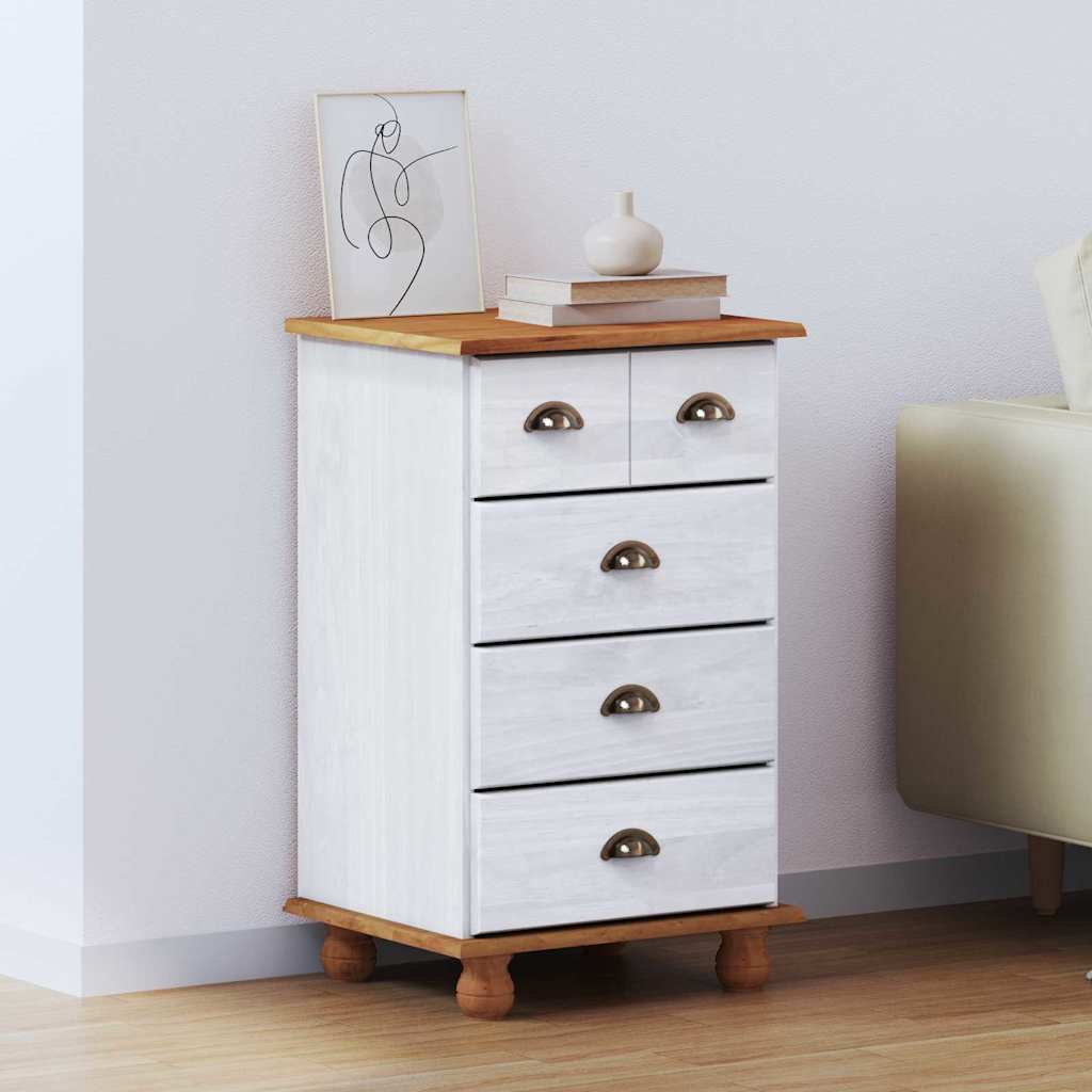 Commode ASKIM Blanc 45.8 x 40 x 79 cm Bois de pin massif - XIOS