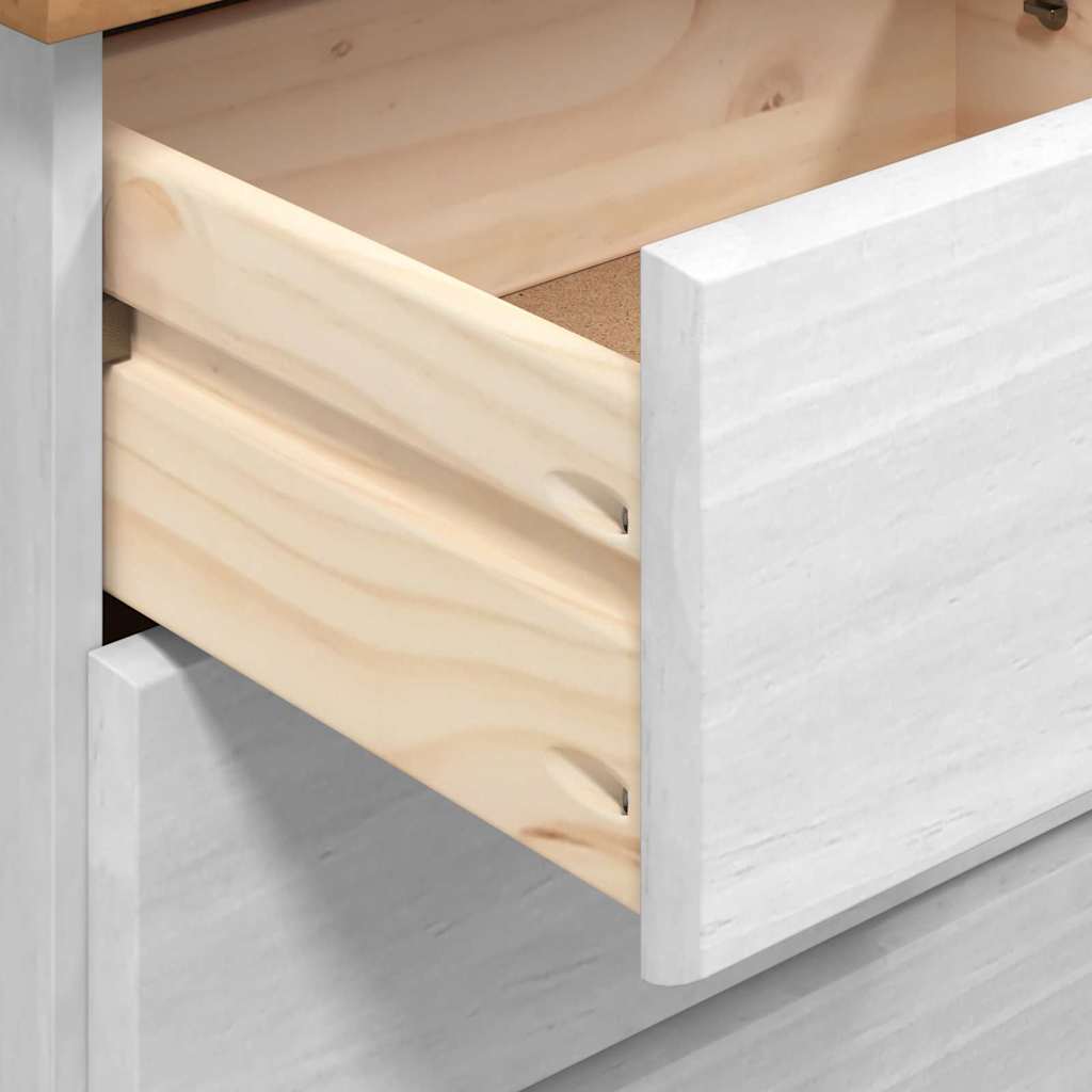 Commode ASKIM Blanc 91 x 40 x 95,5 cm Bois de pin massif - XIOS
