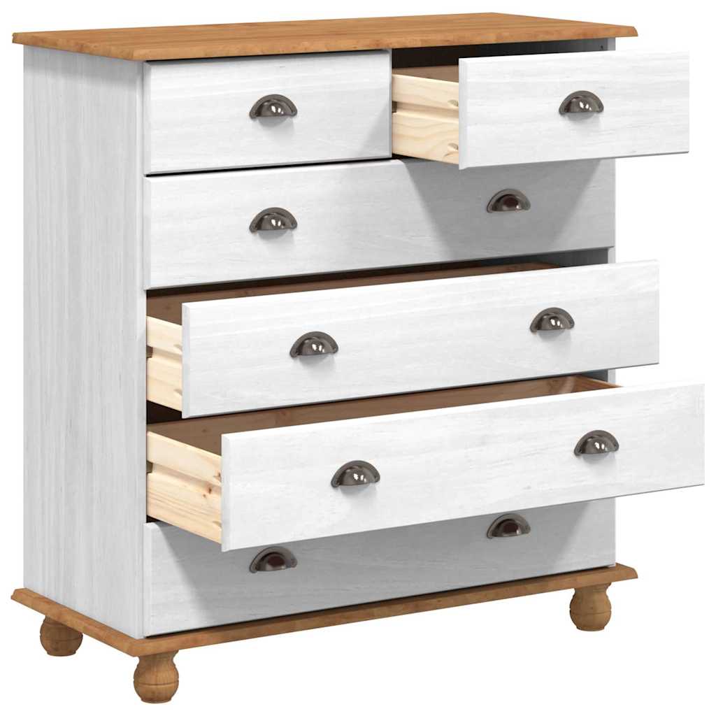 Commode ASKIM Blanc 91 x 40 x 95,5 cm Bois de pin massif - XIOS
