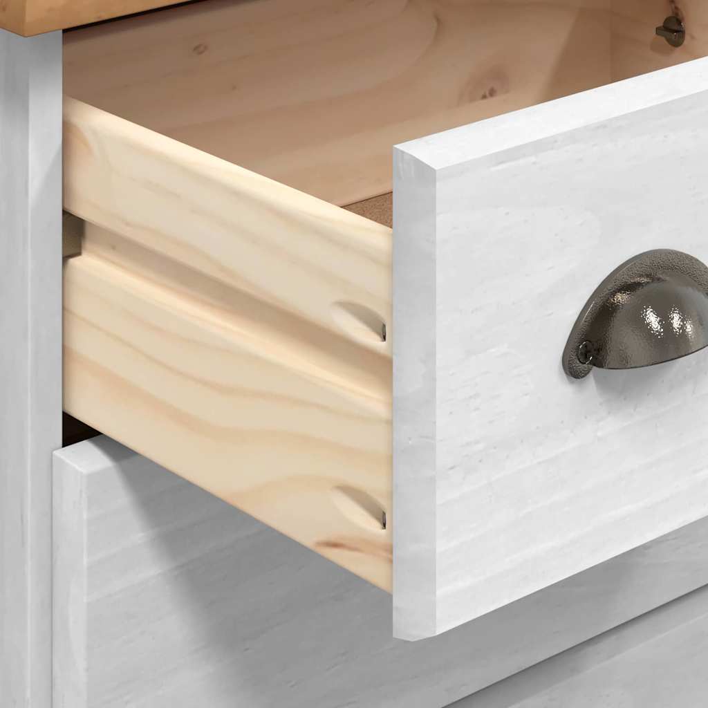 Commode ASKIM Blanc 91 x 40 x 79 cm Bois de pin massif - XIOS