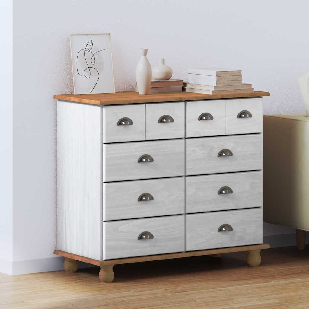 Commode ASKIM Blanc 91 x 40 x 79 cm Bois de pin massif - XIOS