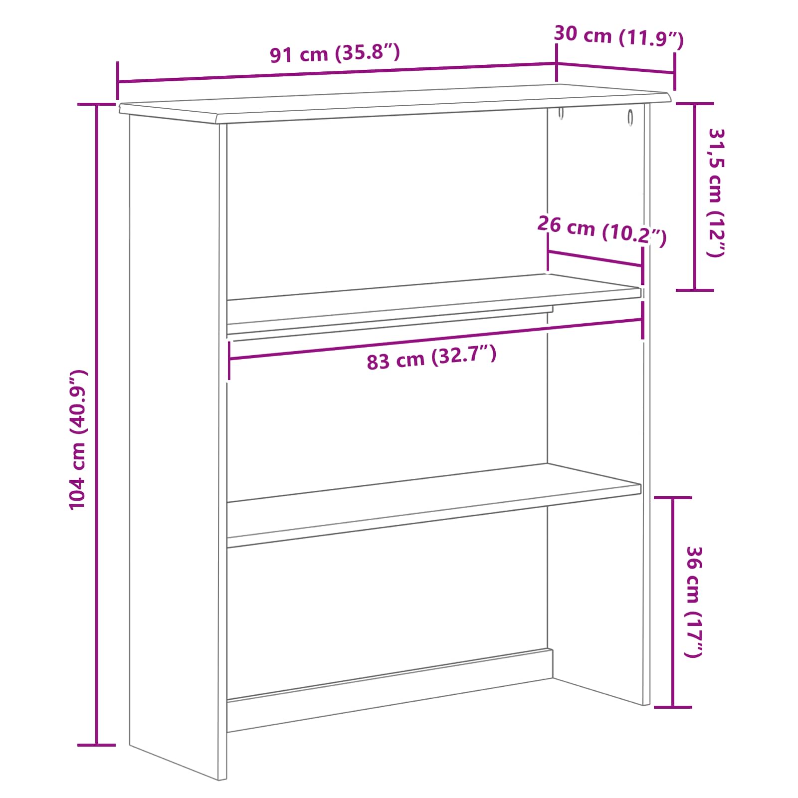Hutch ASKIM 91 x 30 x 104 cm Bois de pin massif - XIOS
