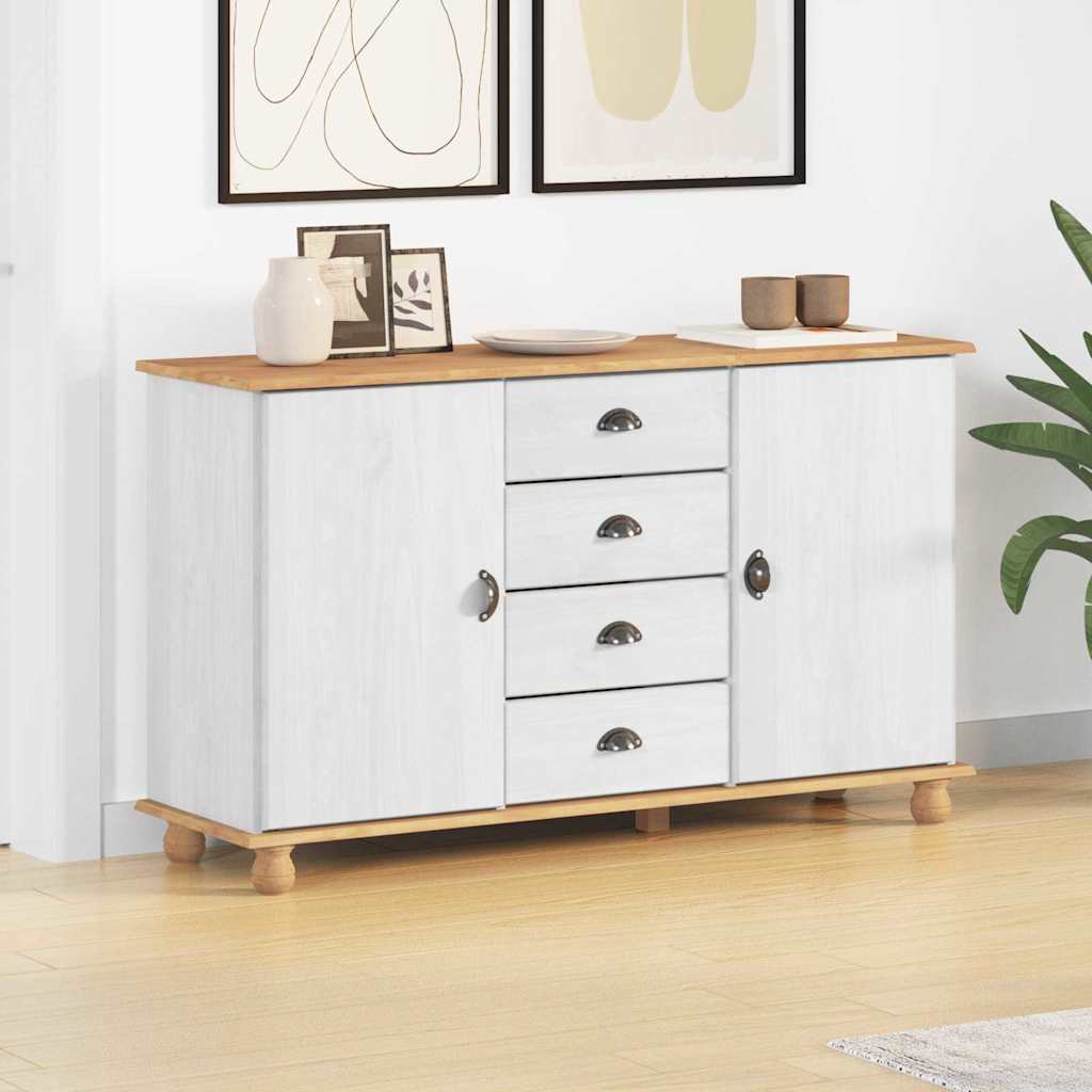 Buffet ASKIM Blanc 133,5 x 40 x 79 cm Bois massif en pin - XIOS