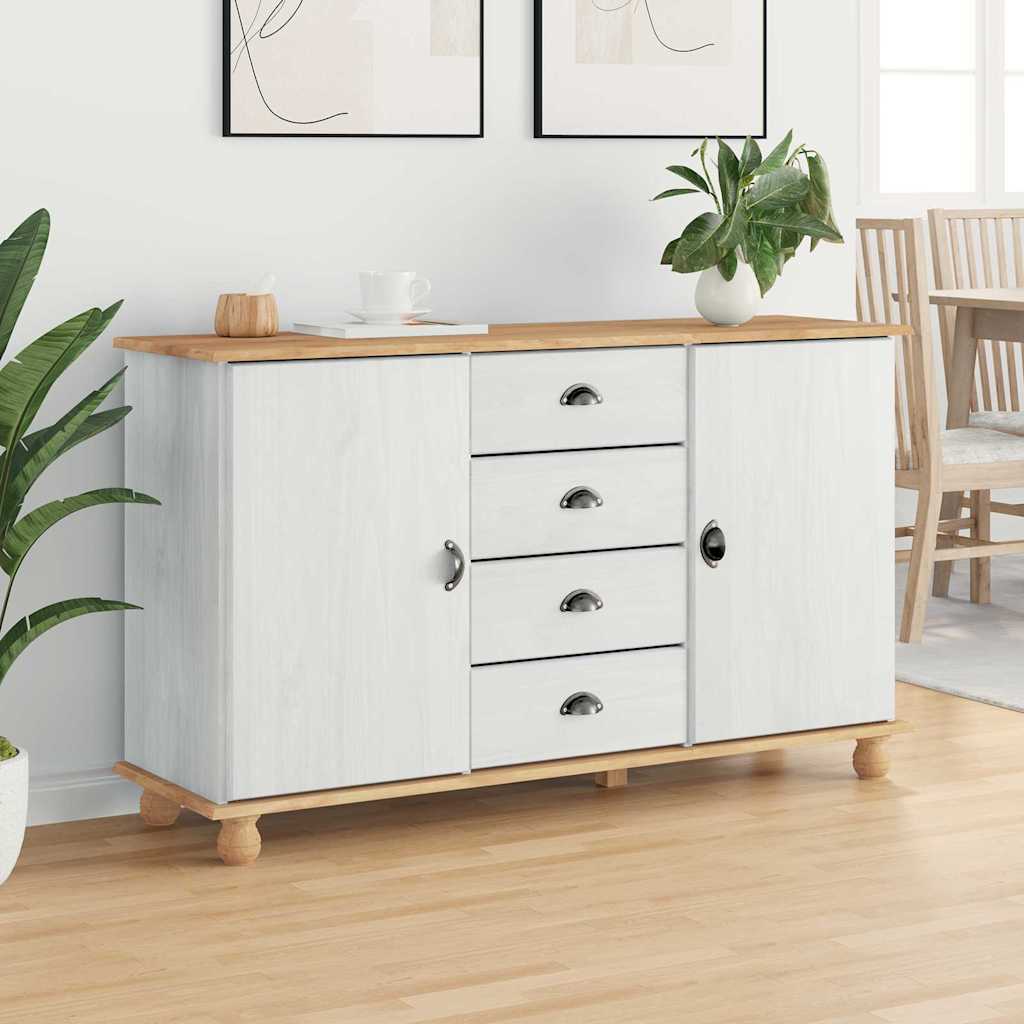 Buffet ASKIM Blanc 133,5 x 40 x 79 cm Bois massif en pin - XIOS