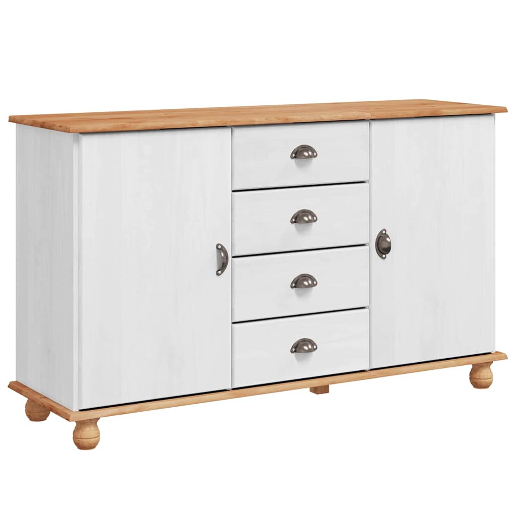 Buffet ASKIM Blanc 133,5 x 40 x 79 cm Bois massif en pin - XIOS