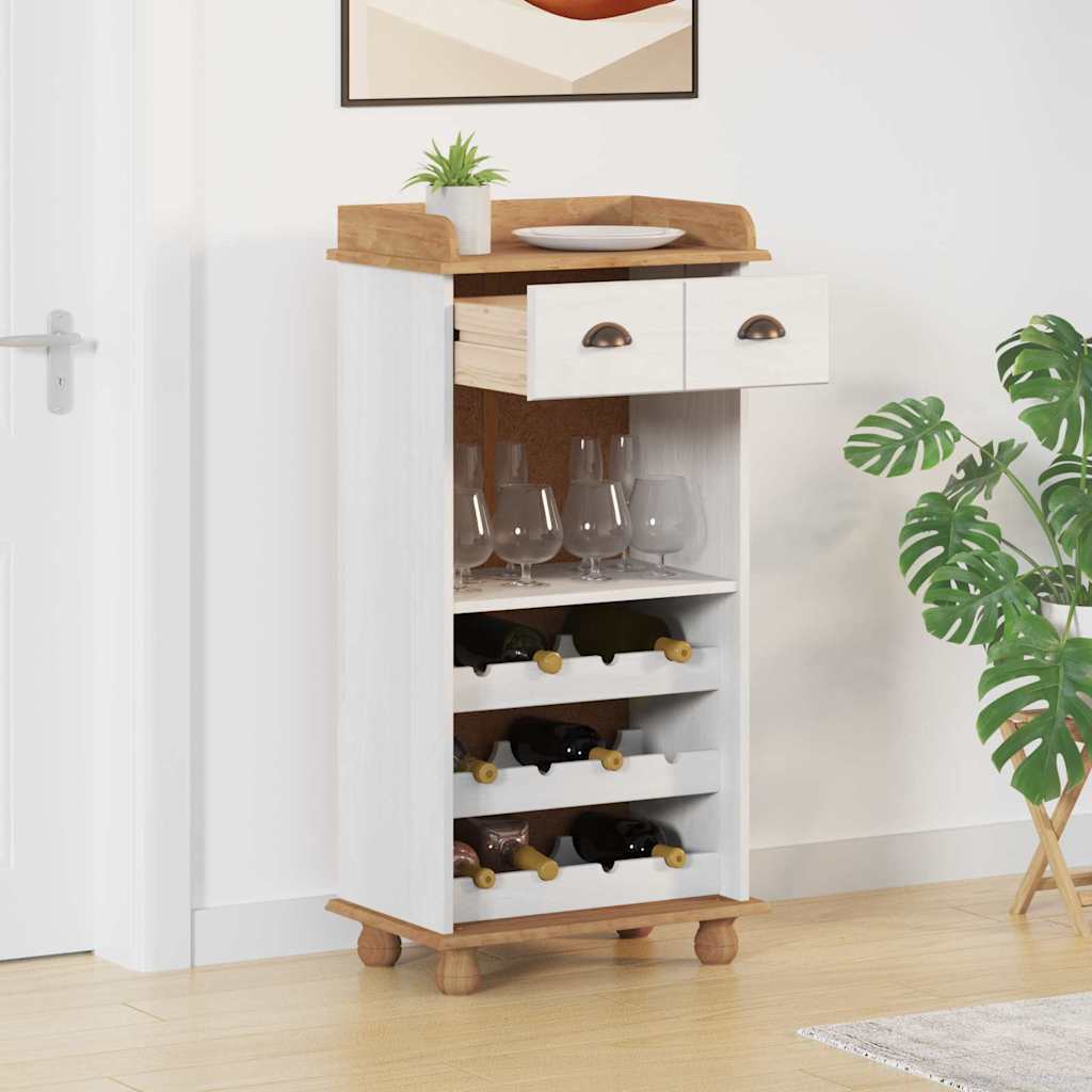 Cabinet à vin ASKIM Blanc 57 x 37 x 114 cm Bois massif en pin - XIOS